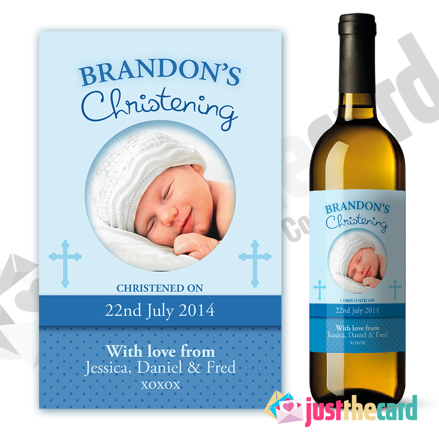 Personalised Baby Boy Blue Christening Baptism Photo Wine Label Gift eBay