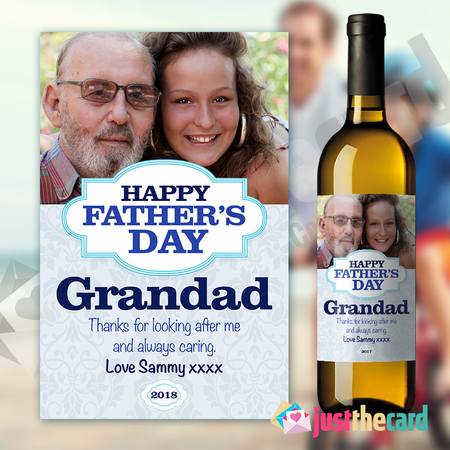 Personalised Wine Champagne Label Gift Best Grandad In The World Photo Xmas Dad
