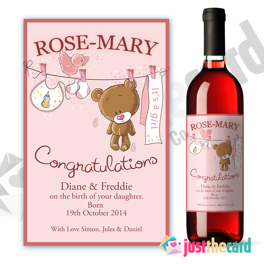 New Baby Congratulations personalised wine label gift eBay